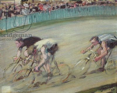 The Cycle Race (oil on canvas)