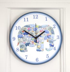 Louise Tate Illustration- New Range Clocks- Elephant Clock- AW16